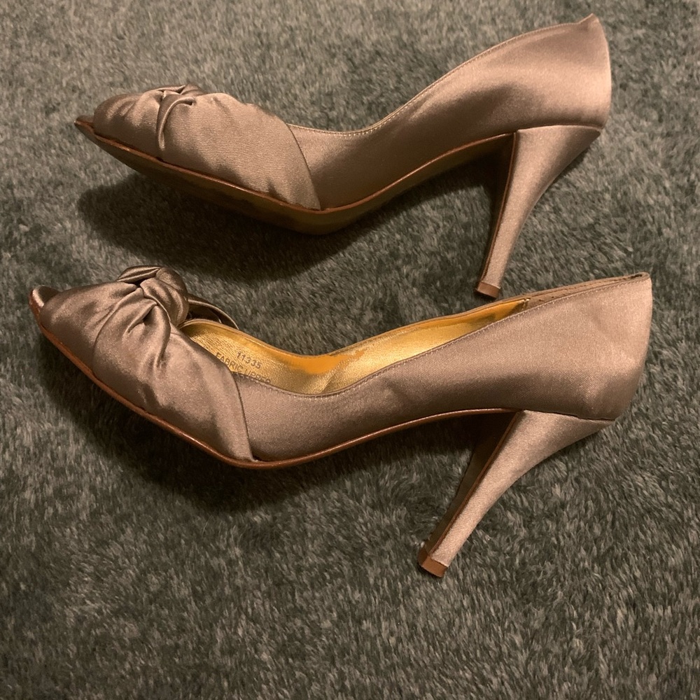 JCrew Gray Satin Bridesmaids Heels
